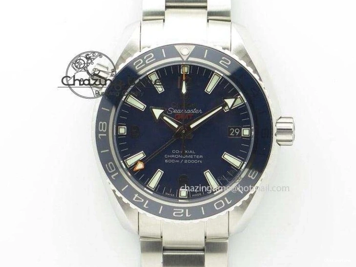 0427 Planet Ocean 45mm GMT DLC RG JHF Best Edition Black Dial On Leather Strap A Soft 8193